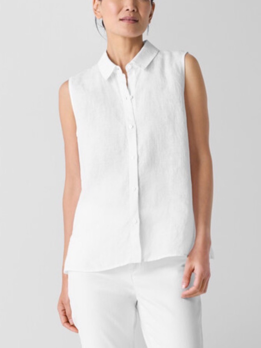 Eileen Fisher Organic Handkerchief Linen Sleeveless Shirt M